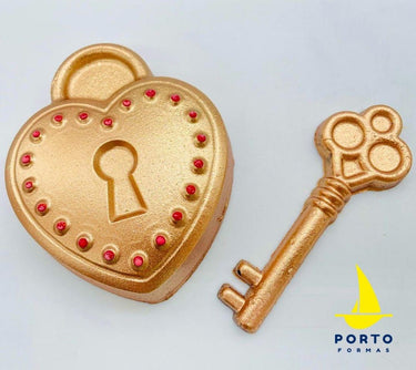 Forma de Chocolate Especial 3 Partes - Coração Cadeado - PF1103
